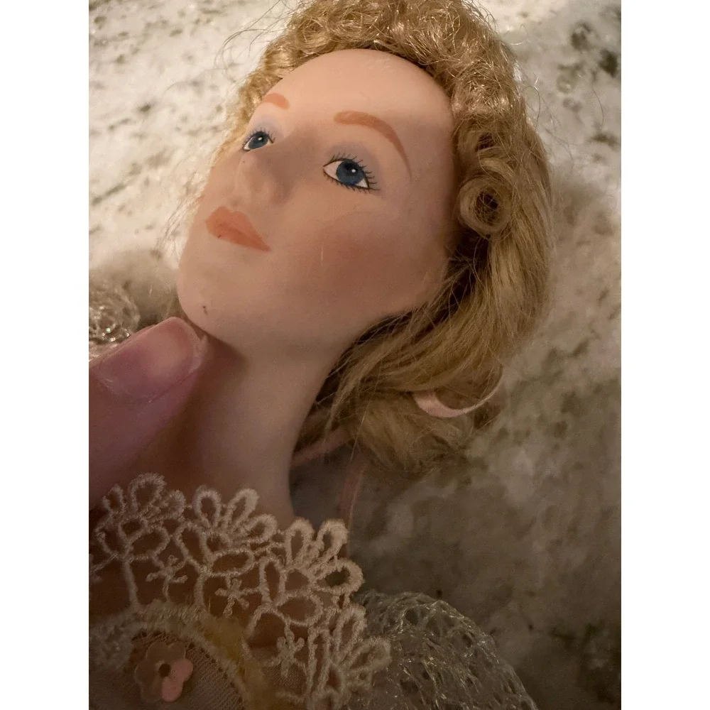 Vintage Porcelain Ballerina Doll 16 Inch Blonde Hair Blue Eyes Lace Tutu Taiwan
